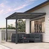 PURPLE LEAF Wall Mounted Gazebo 10' x 10' w/PC Roof & Retractable Canopy