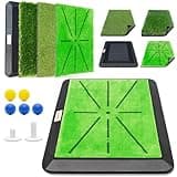 Golf Hitting Mats Training Equipment, Golf Practice Mat with Instant Swing Path Feedback, 3 Replaceable Golf Training Mats with No-Slip Heavy Duty Rubber Base