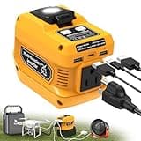 220W Power Inverter Compatible with Dewalt 20V Battery, DC 20V to AC 110V Inverter, Portable Power Station Generator with 1 AC Outlet, 2 USB Ports & 1 Type-C Fast Charging, 400LM LED Work Light