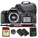 Canon EOS 80D DSLR Camera Bundle | 24.2MP APS-C Sensor, Dual Pixel CMOS AF, DIGIC 6 Processor & Vari-Angle Touchscreen | Great for Video & Vlogging (1263C004) + 64GB Card + Camera Bag + Battery