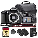 Canon EOS 80D DSLR Camera Bundle | 24.2MP APS-C Sensor, Dual Pixel CMOS AF, DIGIC 6 Processor & Vari-Angle Touchscreen | Great for Video & Vlogging (1263C004) + 64GB Card + Camera Bag + Battery