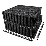 AIRHOP 0.56in Thick 96 Sq Ft Exercise Equipment Mats, 24 Tiles Upgraded Rubber Top with High Density EVA Foam, Large Interlocking Puzzle Gym Flooring for Home Gym, Heavy Weight Workout, 24 x 24in