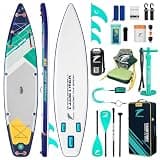 TIDETREK 11'6" Inflatable Stand Up Paddle Boards, Premium SUP Accessories, Non-Slip Comfort Deck for Youth & Adults (Ocean Sunrise/Kayak Seat)