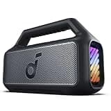 Soundcore Boom 2 By Anker, Outdoor Speaker, 80W, Subwoofer, BassUp 2.0, 24H Playtime, IPX7 Waterproof, Floatable, RGB Lights, USB-C, Custom EQ, Portable for Camping and Beach - Black