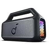 Soundcore Boom 2 By Anker, Outdoor Speaker, 80W, Subwoofer, BassUp 2.0, 24H Playtime, IPX7 Waterproof, Floatable, RGB Lights, USB-C, Custom EQ, Portable for Camping and Beach - Black