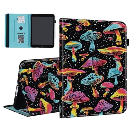 BFUKVOU Case for Samsung Galaxy Tab A11 / Tab A9 8.7-Inch 2025/2023,Card Slot PU Leather TPU Case Pen Holder Auto Wake Sleep,Aesthetic Mushroom