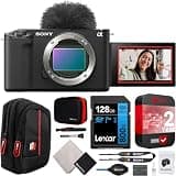 Sony ZV-E1 Mirrorless Full Frame Interchangeable Lens Vlog Camera Body ILCZV-E1/B Black Bundle with CPS 2 YR Extended Protection Pack + Deco Gear Case + 128GB Memory Card & Accessories Kit