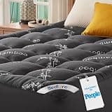 BEDLORE Twin Mattress Topper Viscose Derived from Bamboo, Thick Pillow Top Mattress Pad with Stretchable Pockets for 6"-15" Mattress, Soft Breathable Mattress Topper for Back Pain Relief(Dark Gray)