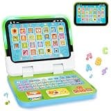 2-in-1 Kids Laptop Tablet with Music Light Sound, Learning Toy for 1 2 3 Year Old Boys Girls, Interactive Educational Toys for Toddler 1-3, 1st Birthday First for Baby 12-18 Months