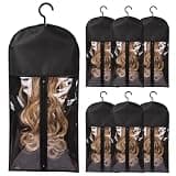 Yoandoy Black Wig Storage Bags with Hanger, 6PCS for Wigs&Hair Extensions