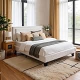 HETHLIF Platform Bed Frame with Plush Fabric Headboard (Full)