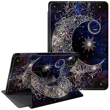 CGFGHHUY Case for Kindle Fire HD 8 Tablet - 8 inch 360 Degree Rotating Stand Protective Smart Cover with Auto Wake Sleep - Purple Moon