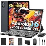 2026 Android Tablet with Keyboard, Upgraded Android 16 tablet with 26GB+256GB+2TB Expand, 10 inch Tablet PC with 8-Core, Gemini AI, WiFi, 8000mAh, GMS,GPS, 2-in-1 Tablet with Case,Mouse,Stylus(Black)