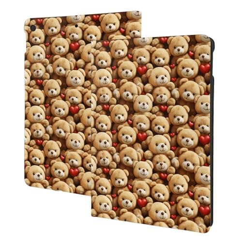 Compatible with iPad 9th/8th/7th Generation Case - Cute Bear Heart Print Fashion Compatible with iPad 10.2 Case, Folio Stand, Auto Wake/Sleep, Tablet Case Cover