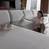 OHSIO Sectional Couch Covers, Wear Resistant Stretch Sofa Covers Washable Soft Couch Cushion Covers Anti Slip Furniture Protector Sofa Slipcovers for Pets (1 Piece Back Couch Cover, Light Gray)