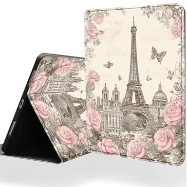DSRGRGFDJ Tablet Case for Samsung Galaxy Tab S8/S7 11 Inch 2022/2020 Model (SM-X700/X706/T870/T875/T878),Auto Wake/Sleep and Multi-Angle Adjustable Stand Cover - Paris Tower Butterfly