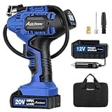 Avid Power Cordless Tire Inflator Portable Air Compressor, 20V Rechargeable Battery Tire Pump w/ 12V DC Power Adapter, Digital Pressure Gauge, Auto Air Pump for Many Inflatables (Blue)