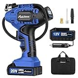 Avid Power Cordless Tire Inflator Portable Air Compressor, 20V Rechargeable Battery Tire Pump w/ 12V DC Power Adapter, Digital Pressure Gauge, Auto Air Pump for Many Inflatables (Blue)