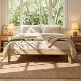 elnure King Wood Bed Frame, King Size Wooden Platform Bed Frame Without Headboard, Sturdy Wood Slats & Legs, Noise-Free, No Box Spring Needed, Easy Assembly, Minimalist Japandi Style