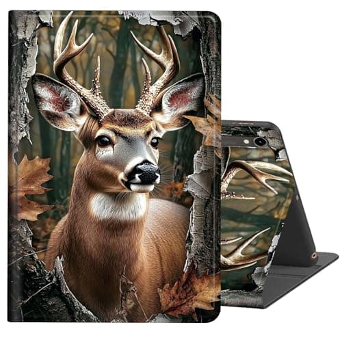 FKIUBWRY Case for Samsung Galaxy Tab S10 FE / S9 FE 5G 10.9 Inch/Tab S9 11 Inch Tablet Case,Slim PU Leather Multi-Angle Stand Folio Cute Cover with Auto Wake/Sleep,Forest Cute Deer