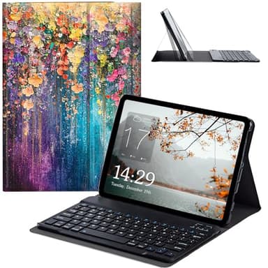 JANENFNA Galaxy Tab A 10.1 2019 Case with Keyboard, Slim Detachable Wireless Bluetooth Keyboard Case for Samsung Galaxy Tab A 10.1 Inch Tablet SM-T510/T515/T517 -Colorful Flower Cascade