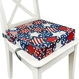 Toddler Booster Seat for Dining Table, Waterproof & Easy-to-Clean PU Cover, Safety Certified, Portable Booster Seat for Kitchen Chairs (Red-Star (Waterproof))