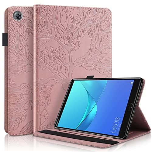 OWSIHNZBF Compatible with Huawei MediaPad M5 10.8 inch Pro, Puan Leather Case Wallet Protective Tree Life Table PC Cover (Rose Gold)