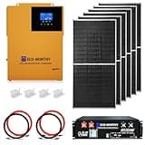 ECO-WORTHY 4.68KWH Complete Solar Panel Kit 1200W 48V with Lithium Battery and Inverter for Home: 6pcs 195W N-Type Bifacial Solar Panels + 1pc 48V 100Ah Li-Battery + 1pc 3500W Solar Inverter