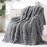 Super Fuzzy Soft Sherpa Fleece Weighted Blanket, 15 lbs Dual Sided Fluffy Heavy Weighted Blankets for Adults - No Bunching with Double Layers of Soft Inner Lining (60"x 80", 15 Pounds)