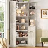 IRONCK Corner Bookshelf, 76" Tall Corner Bookshelves, 6 Tiers L-Shaped Bookcase with 10 Open Shelves and 2 Storage Drawers for Living Room or Home Office
