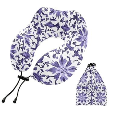 FENOCHE Purple Mandala Gothic Memory Foam Travel Neck Pillow Ergonomic Neck Support Cushion Portable Plane Accessories for Airplane Car Office Sleep Rest