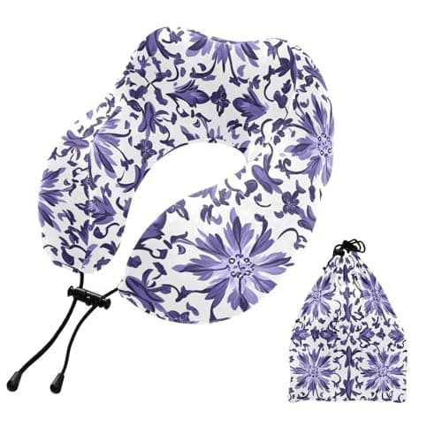 FENOCHE Purple Mandala Gothic Memory Foam Travel Neck Pillow Ergonomic Neck Support Cushion Portable Plane Accessories for Airplane Car Office Sleep Rest