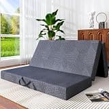 Vipbear 6 Inch Trifold Mattress Full Cooling Gel Memory Foam Tri Folding Floor Bed Mattress with Ice Silk Cover, Portable Handle & Storage Bag, Non-Slip & Washable for Murphy Bed, Guest, Camping, RV