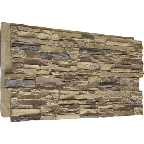 Ekena Millwork 45 3/4"W x 24 1/2"H x 1 1/4"D Canyon Ridge Stacked Stone, StoneWall Faux Stone Siding Panel, Colfax