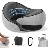 SZXYX Travel Pillows - 100% Pure Memory Foam Neck Pillow for Airplanes, Comfortable Breathable Cover, 360° Support Stowable Pillows for Sleeping, Car, Airport Travel Essentials, Charcoal Grey