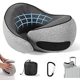 SZXYX Travel Pillows - 100% Pure Memory Foam Neck Pillow for Airplanes, Comfortable Breathable Cover, 360° Support Stowable Pillows for Sleeping, Car, Airport Travel Essentials, Charcoal Grey