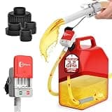 Calmara Automatic Fuel Transfer Pump with Auto-Stop, 51'' Extra Long Hose, 3.2 Gallon per Min, Battery Powered, 4 Can Adapters, Fast and Safe Portable Gas Can Pump for Oil, Diesel,Gasoline
