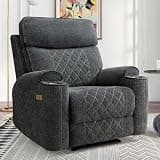 HAOMARKETS Electric Recliner Chair, Soft Fabric Power Recliners with Metal Cup Holders, Single Overstuffed Heavy Duty Reclining Sofa Chairs for Living Room Bedroom, Dark Grey