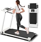 Treadmills for Home with LED Display, Portable Treadmill with Handles, 3.0 HP Walking Pad Treadmill with Quiet Brushless, Foldable Walking Pad 300 LBS Capacity, 0.6-6.2 MPH, White