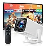 Mini Projector with 4K Support, Portable Projector with Electric Focus & Keystone, 270° Rotatable Stand, Short Throw Home & Outdoor Movie Projector Compatible with TV Stick, Phone & Laptop