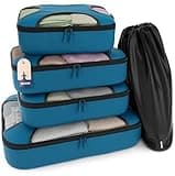 Shacke 5 Set Packing Cubes for Travel – Luggage Organizer & Suitcase Bags with Laundry Bag, Carry On Packing Organizer, Travel Accessories for Women Men (Gentlemen's Blue)