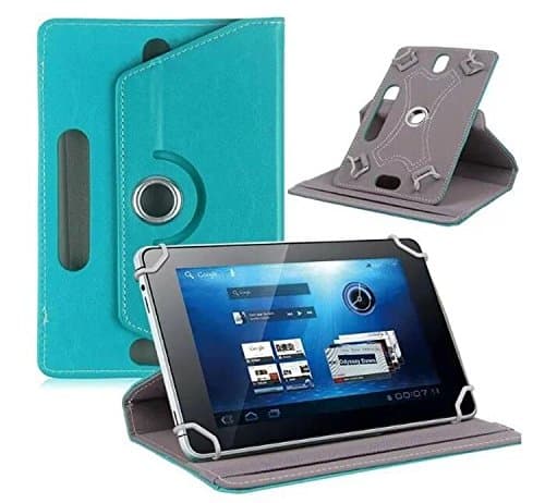 RONSHIN 7/8/9/10 Inch Universal 360 Degree Rotating Four Hook Leather Tablet Protection Case Sky Blue 10 inch