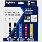 PayForLess Remanufactured for Epson 812XL Ink cartridges Combo Pack Replacement for 812 XL T812XL for Workforce Pro WF-7840 WF-7820 WF-7310 EC-C7000 Printer 5 Pack 2 Black 1 Cyan 1 Magenta 1 Yellow