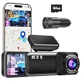 4K Dash Cam Front, Built-in 5.8G WiFi, Free 64GB Card & 48W A+C Car Charger Included, Dash Camera for Cars, Mini Dashcam with Super Night Vision, Loop Recording, G-Sensor, 24 Hours Parking Monitor