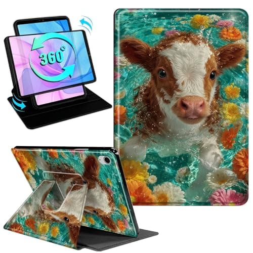 Gmeyutqy Case for iPad Air 11 Inch M3 2025/M2 2024 & iPad Air 5th/4th Gen 10.9 Inch 2022/2020, 360 Degree Rotating Swivel Stand Flip Leather Cover with Auto Sleep/Wake, Brown Calf