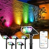 Linkind Smart Solar Lights Outdoor SL5 with Motion Sensor, APP Control Color Changing Solar Spot Lights Outdoor Waterproof, IP65 Landscape Lighting for Yard, Garden, Patio, Path(6 Pack)