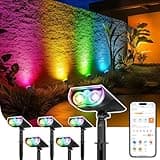 Linkind Smart Solar Lights Outdoor SL5 with Motion Sensor, APP Control Color Changing Solar Spot Lights Outdoor Waterproof, IP65 Landscape Lighting for Yard, Garden, Patio, Path(6 Pack)