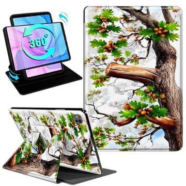 Gmeyutqy Case for iPad Pro 13 Inch (M5/M4) 2025/2024, 360 Degree Rotating Swivel Stand Flip Leather Cover, Multiple Angles, Auto Sleep/Wake, Pine Tree