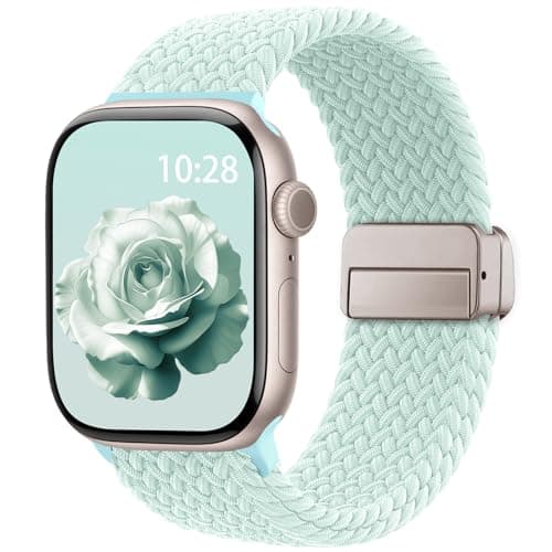 Braided Stretchy Band Compatible with Apple Watch Bands 38mm 40mm 41mm 42mm 44mm 45mm 46mm 49mm Women Men, Soft Nylon Solo Loop Magnetic Sport Strap for iWatch Series 11 10 9 8 7 6 5 4 3 2 1 SE Ultra