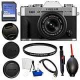 FUJIFILM X-T30 III Mirrorless Camera with 13-33mm f/3.5-6.3 Lens (Silver) Bundle with 32GB Memory Card, UV Filter, Lens Pen, Dust Blower, Cleaning Kit & Many More – Compact APS-C Digital Camera Kit